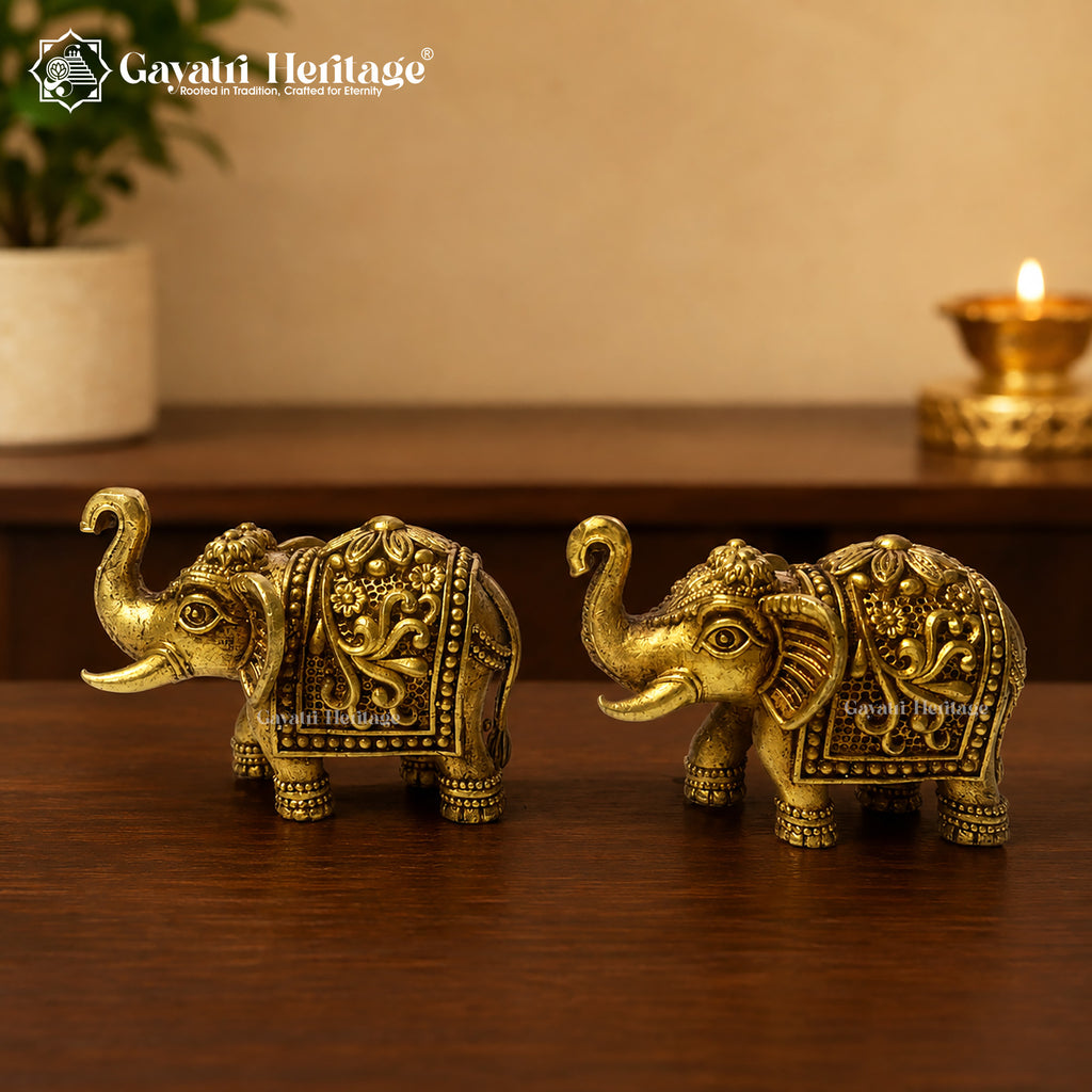 Brass Elephant Statue| Home & Office Decor | Lucky Elephant Showpiece