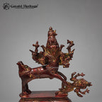 Brass Sarabeswara Swamy Statue | Antique Red Finish | Handcrafted Hindu God Idol