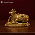 Brass Nandi Bull Idol, Nandi Maharaj Statue, Shiva Vahan, Mahadev Devotee, Hindu Pooja & Home Decor