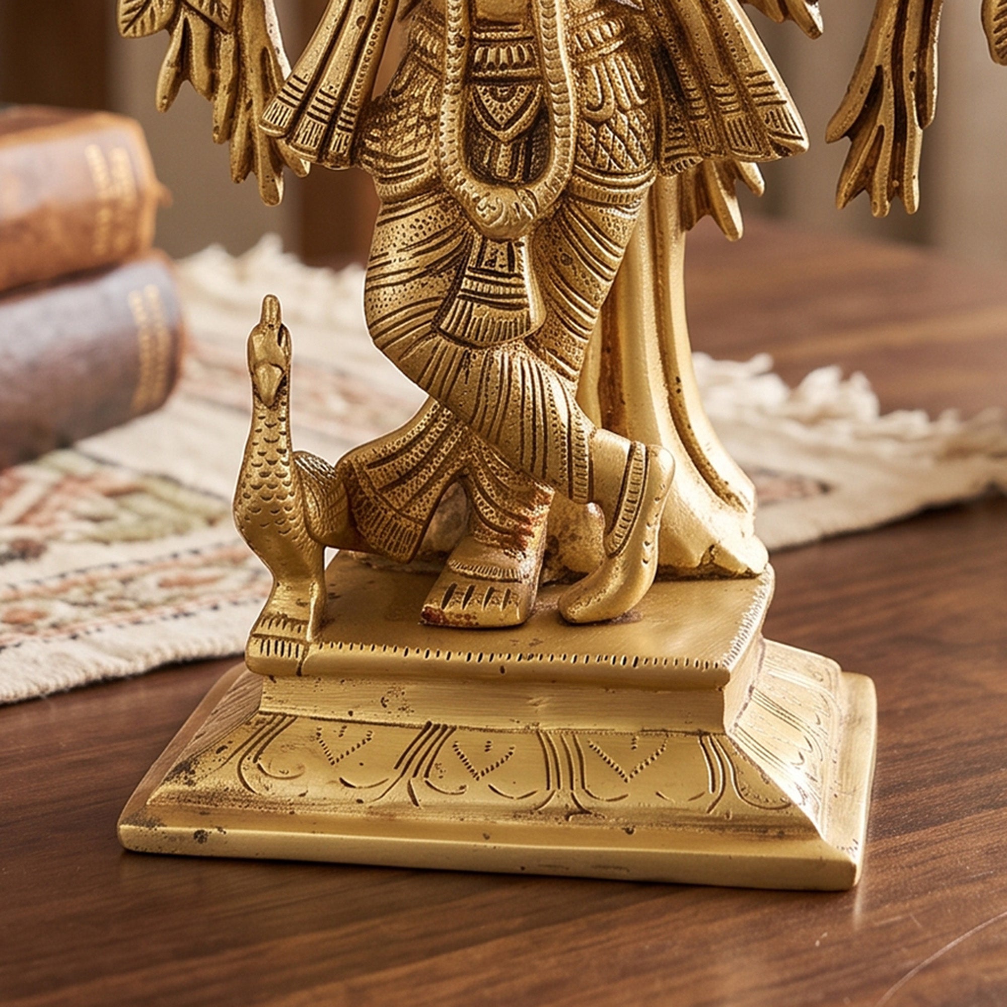 Brass Krishna Under Kalpavriksha Tree – Divine Decor | Gayatri Heritage