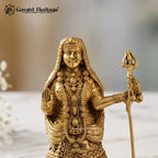 Brass Khodiyar Mata Statue with Crocodile | Handcrafted Gujarati Kuldevi Idol | Hindu Goddess Murti