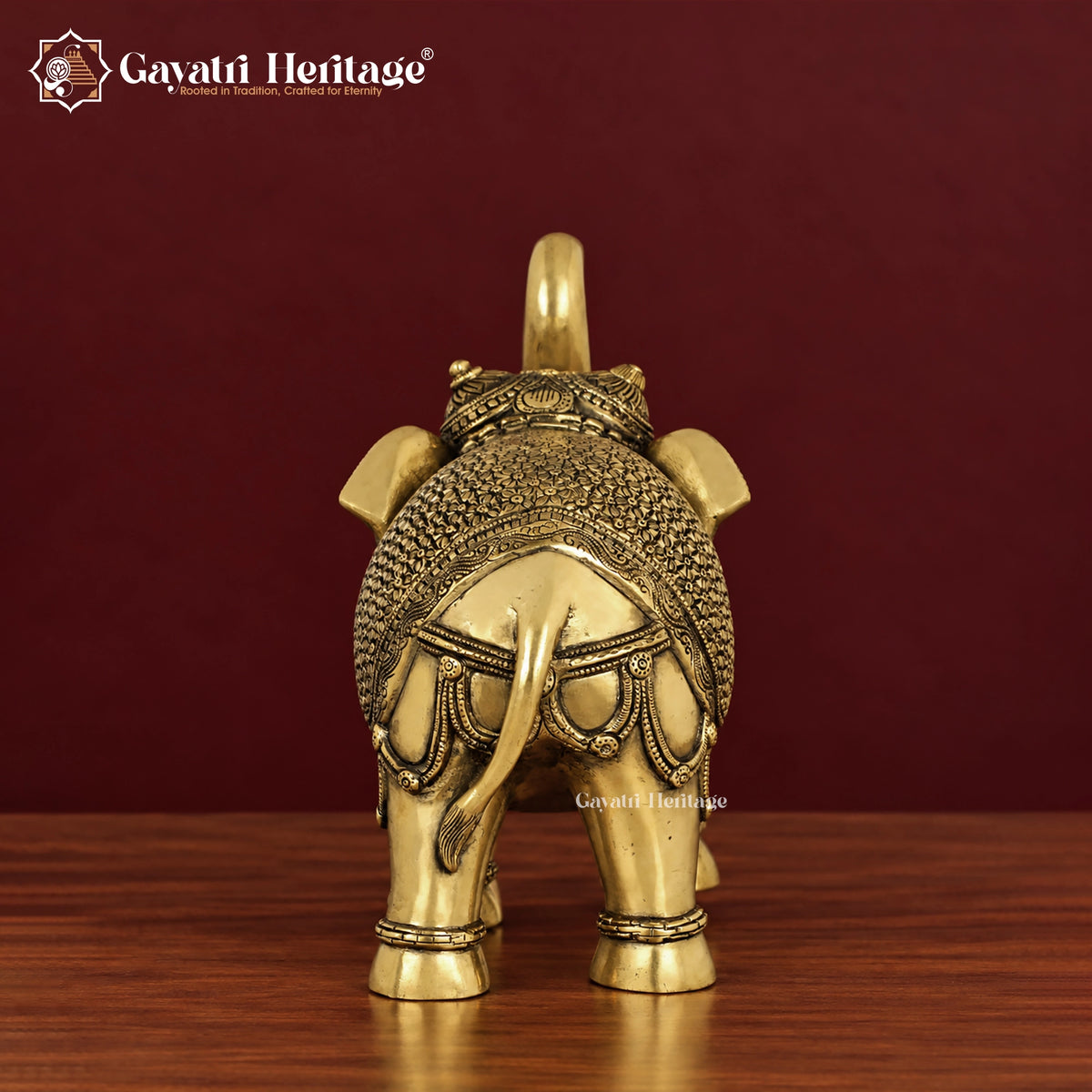 Brass Elephant Figurine with Bell, Upraised Trunk Elephant Statue, Traditional Indian Brass Decor, Lucky Elephant Gift, Home Office Decor