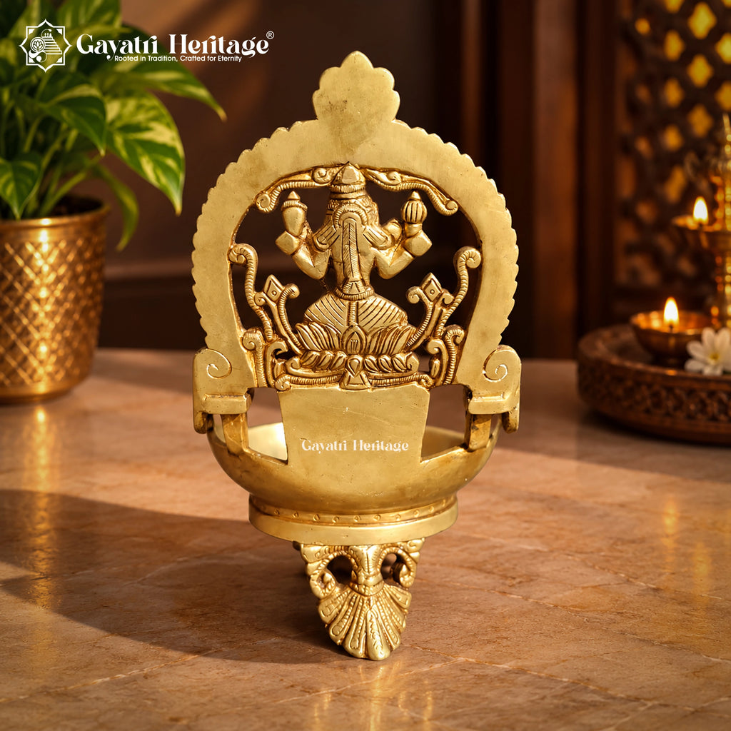 Brass Lalitha Devi Vilakku | Traditional Hindu Oil Lamp, Handcrafted Pooja Deepam, Temple Decor & Festive Gift