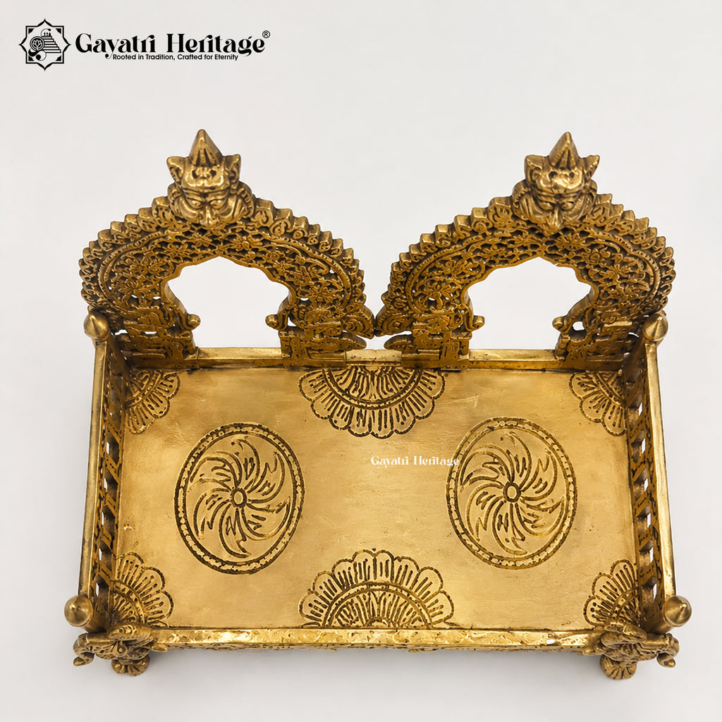 Brass Pooja Singhasan – Handcrafted Deity Throne for Home Temple | Gayatri Heritage
