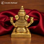 Brass Ganesha Idol | Seated Blessing Pose with Mouse | Handcrafted Ganesh Murti for Home Temple | 4.9 Inch