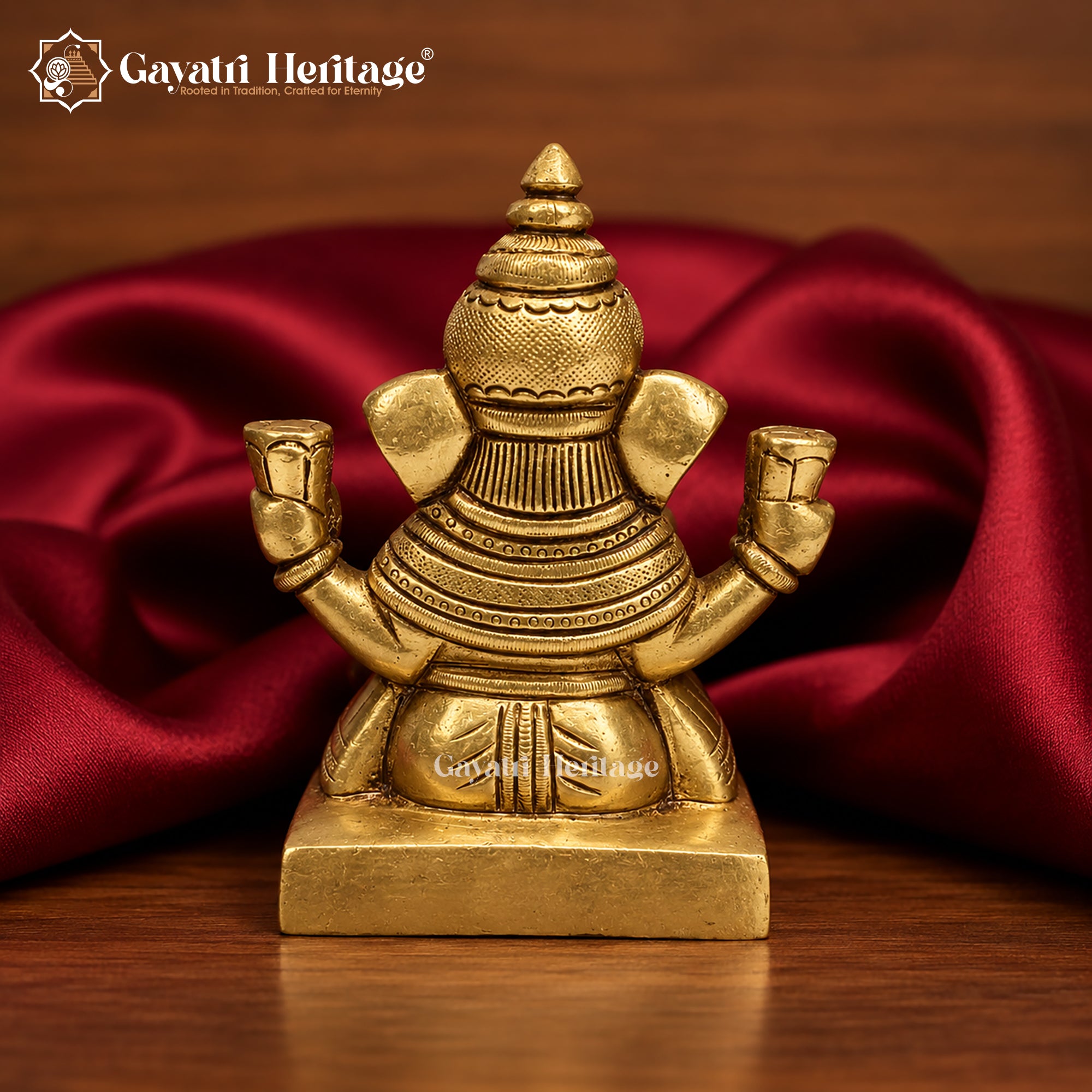 Brass Ganesha Idol | Seated Blessing Pose with Mouse | Handcrafted Ganesh Murti for Home Temple | 4.9 Inch