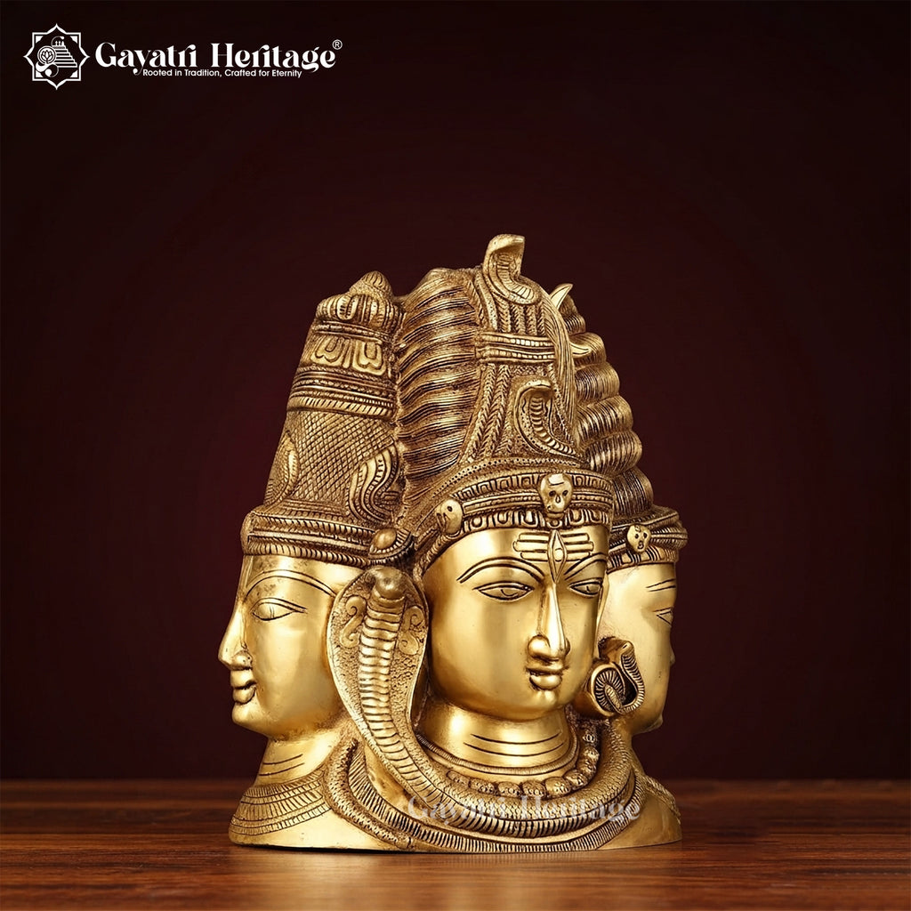 Brass Shiva Head Behind Parvati – Divine Detail in Brass | Gayatri Heritage