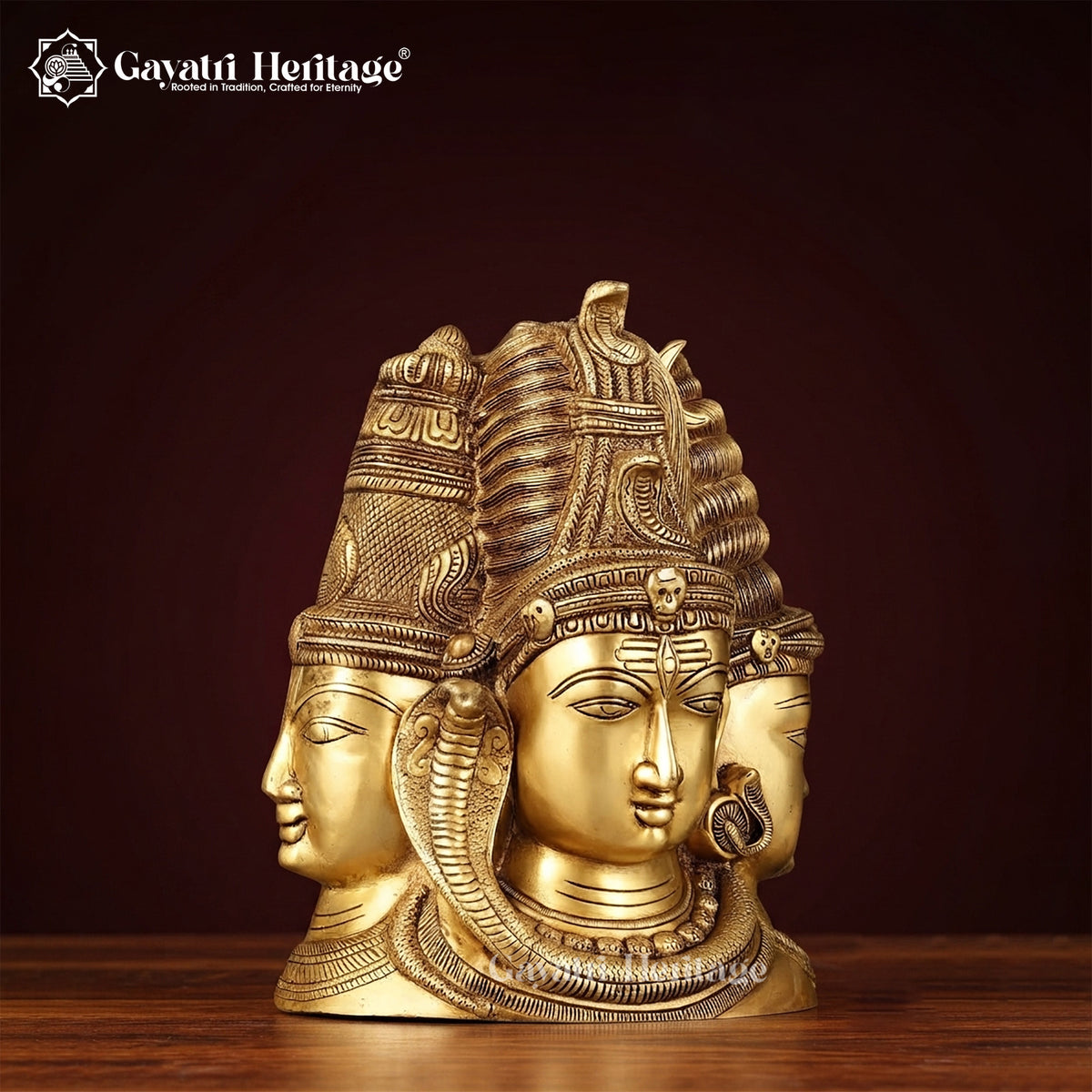 Brass Shiva Head Behind Parvati – Divine Detail in Brass | Gayatri Heritage