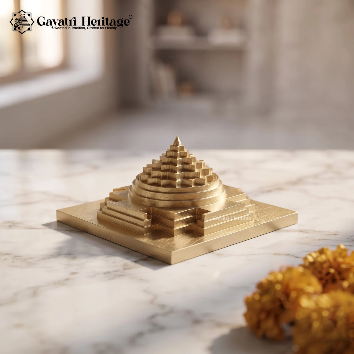 Brass 3D Model Shree Yantra | Sacred Shri Yantra Vastu & Pooja Home Decor | Spiritual Gift