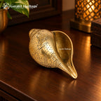 Brass Ganesha Shankh – Engraved Lord Ganesh Conch Shell for Pooja & Temple Decor