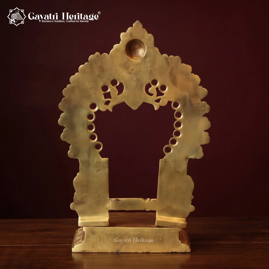 Brass Prabhavali Frame | South Indian Temple Mandir Backdrop (16.5 Inch)
