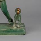 Brass Bhairaveshwara Swamy Statue with Dog | Antique Green & Gold Finish | Kaal Bhairav Idol