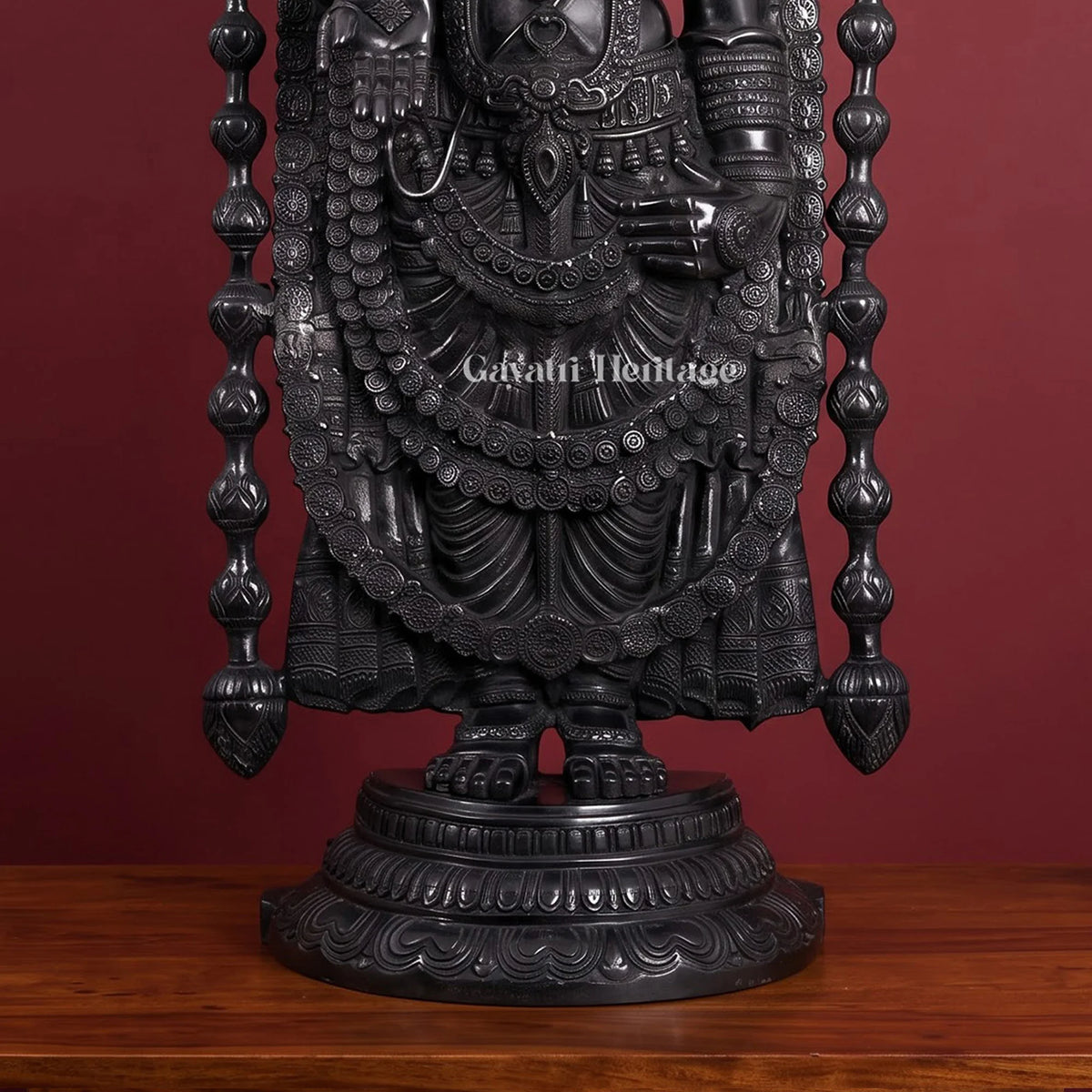 Black Brass Venkateswara Swamy Idol | Large Tirupati Balaji Statue for Temple