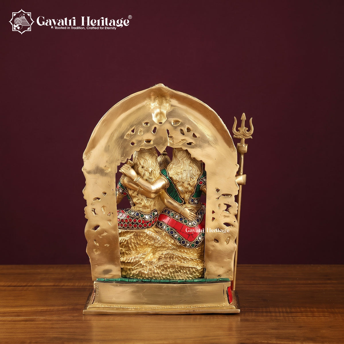 Brass Shiva Family – Stone Work Idol for Pooja Room | Gayatri Heritage