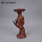 Brass Buddha Palm Candle Holder | Antique Red Finish | Handcrafted Buddha Statue for Home Decor