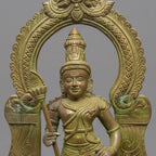 Handcrafted Brass Murugan Idol | Green Patina Finish with Kirtimukha Arch | South Indian Temple Decor