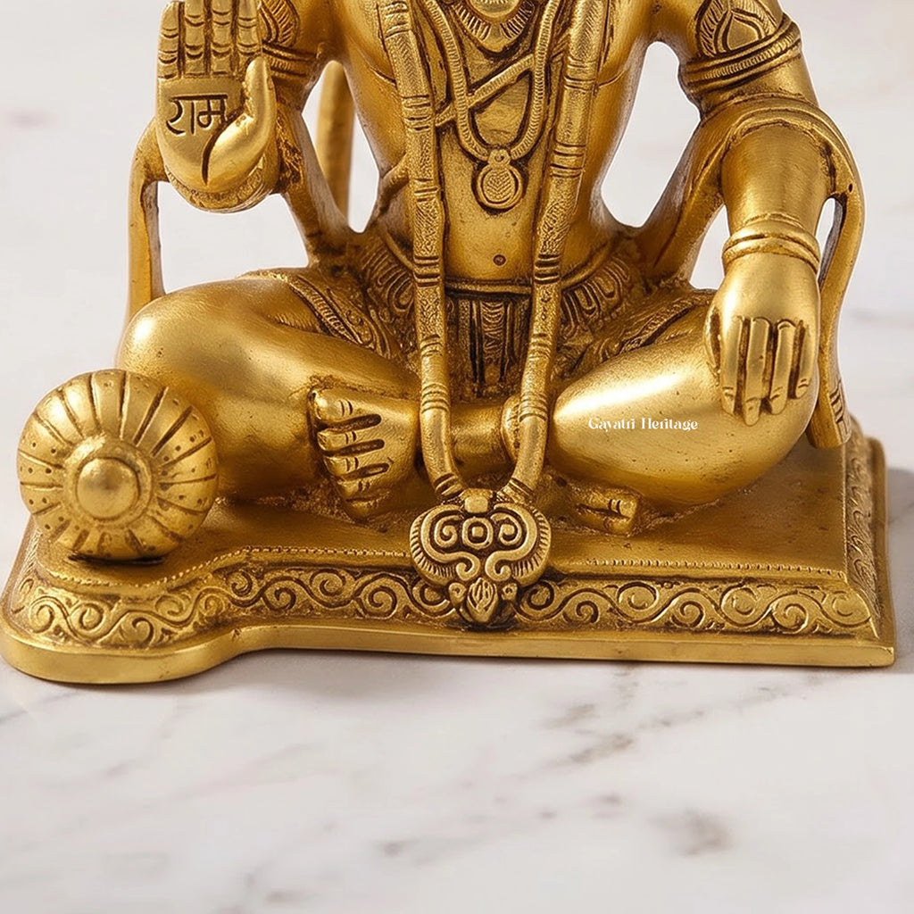 Brass Hanuman Idol | Bajrangbali Murti | Hindu God Statue | Lord Hanuman Sculpture for Home Temple & Pooja Decor