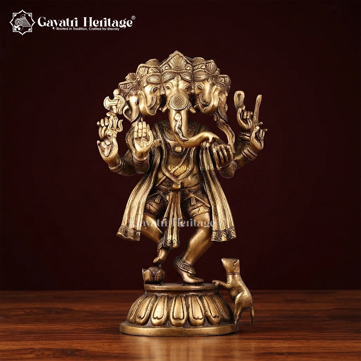 Brass Panchmukhi Ganesha – Antique Finish Charm | Gayatri Heritage