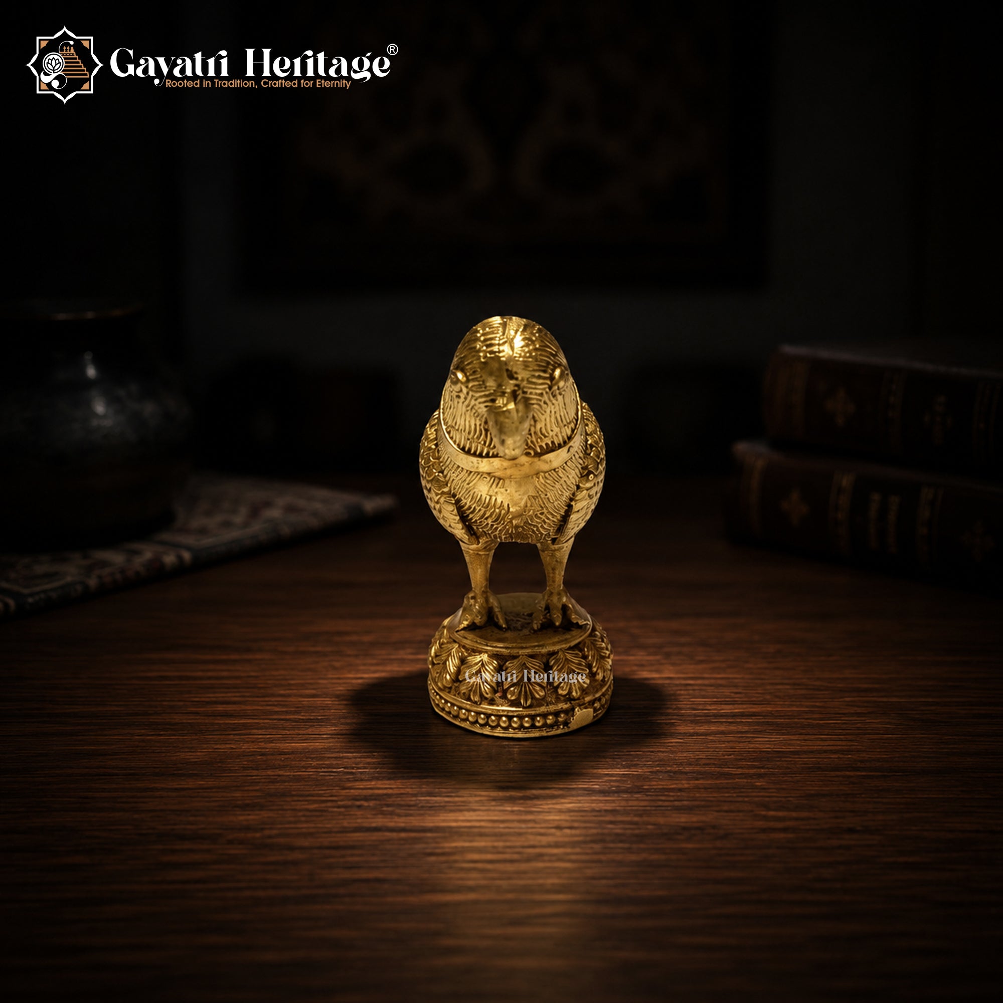 Brass Parrot Statue | Handcrafted Brass Bird Figurine for Home Decor