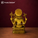 Brass Narasimha Idol | Lord Vishnu Lion Avatar Statue | Antique Gold Ugra Narasimha Murti | Hindu Pooja Room Decor | Spiritual Gift