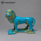 Brass Mahishasura Mardini Statue | Turquoise & Gold Finish Durga Idol – 12 Inch