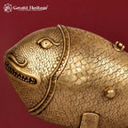 Brass Fish Figurine, Handcrafted Golden Fish Statue, Traditional Indian Brass Decor, Nautical Home Accent, Unique Housewarming Gift