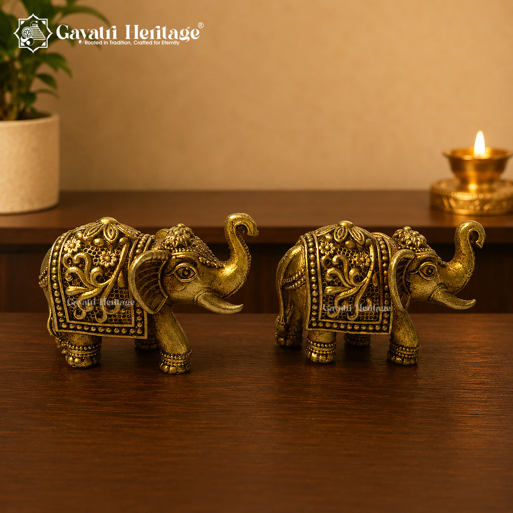 Brass Elephant Statue| Home & Office Decor | Lucky Elephant Showpiece