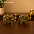 Brass Elephant Statue| Home & Office Decor | Lucky Elephant Showpiece
