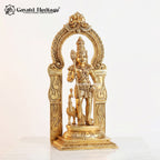 Brass Murugan Statue with Prabhavali | 17 Inch  Lord Kartikeya Idol |Gayatri Heritage