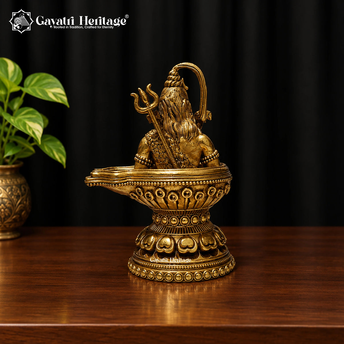 Brass Shiva Lingam Statue with Lord Shiva Idol – view 4 of 4