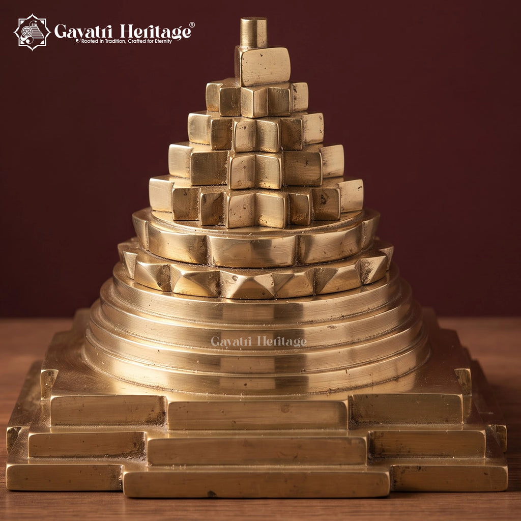 Brass Shri Yantra Meru | Vastu Pooja Decor | Wealth & Prosperity Gift