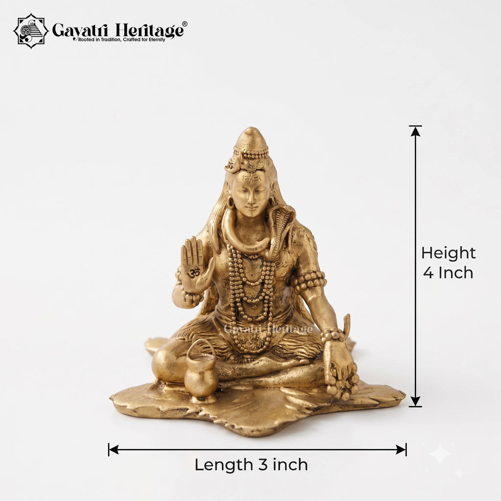 Brass Lord Shiva Statue | Meditating Shiva Idol with Om Blessing Hand | Pooja Room & Temple Decor | Spiritual Gift