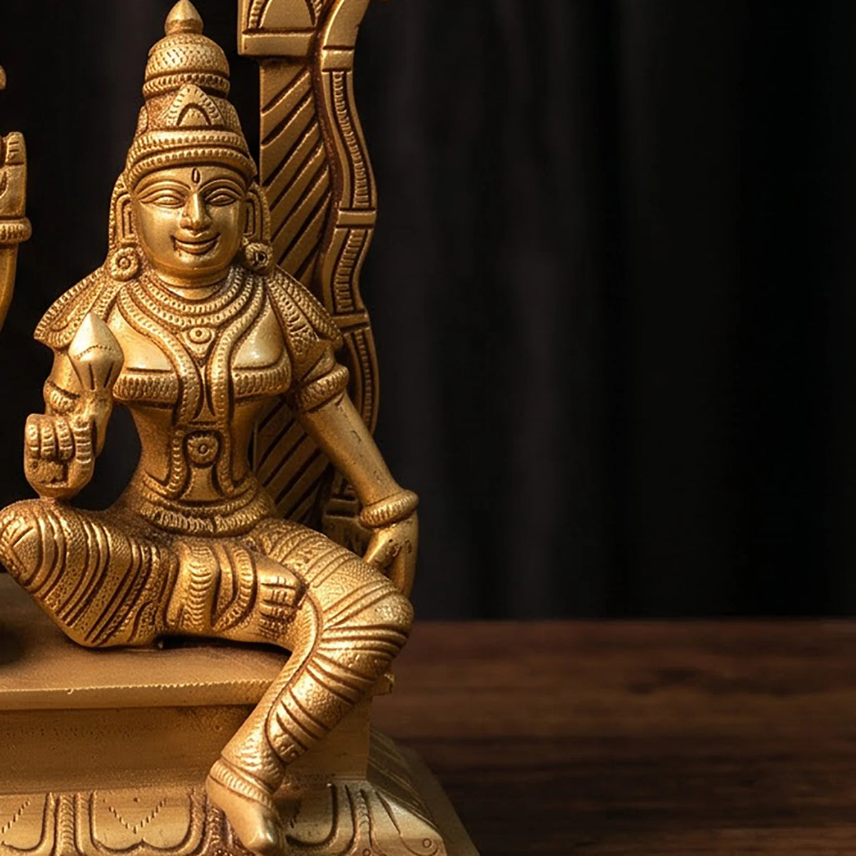 Brass Shiva Parvati Idol | Seated Divine Couple Statue for Mandir Decor (10 Inch)