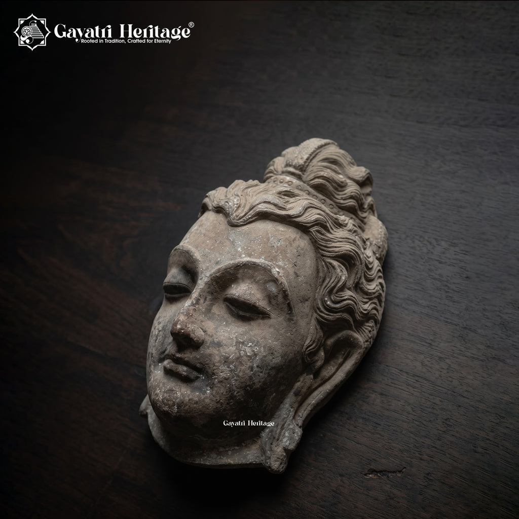 Antique Brass Shiva Wall Hanging | Serene Meditative Face Sculpture | Rare Old Metal Art Collectible Wall Decor
