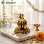 Brass Nandi Statue, Sitting Nandi Bull Idol, Shiva Temple Murti, Pooja Room & Home Mandir Decor