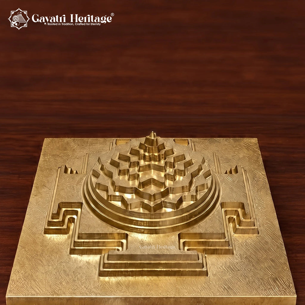Small Brass Shree Yantra 3D Model | Meru Shri Yantra | Home Temple & Pooja Decor | Spiritual Gift