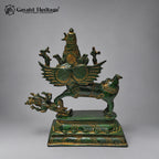 Brass Sharabeshwara Statue | Antique Old Green Finish | Sharabha Avatar of Lord Shiva