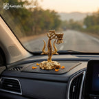 Brass Trishul Om Damru | Lord Shiva Trident with Om & Damru  | Car Dashboard & Home Mandir Decor
