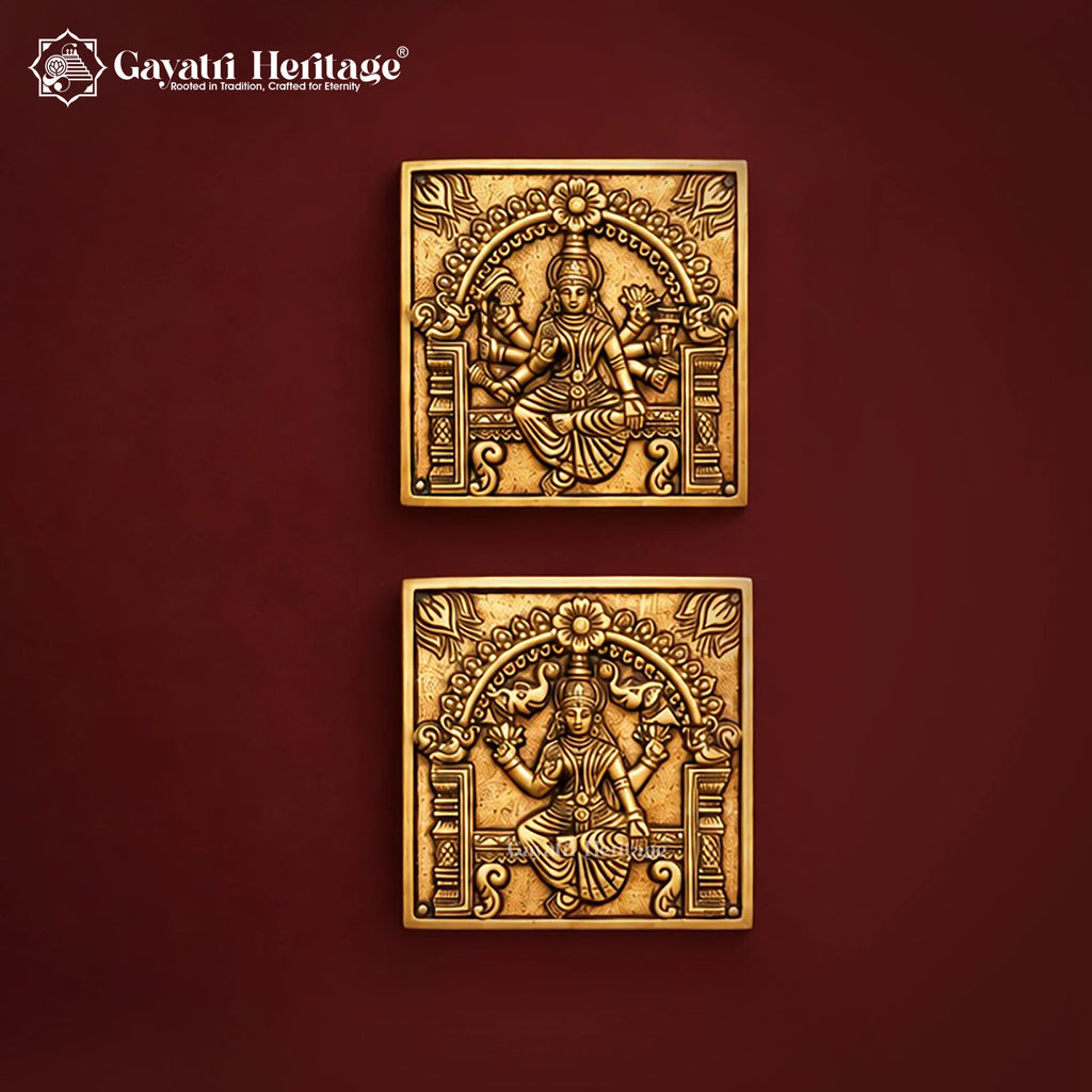 Brass Ashtalakshmi Wall Hanging Set | 9 Piece Lotus Panel | Eight Forms of Goddess Lakshmi Wall Decor