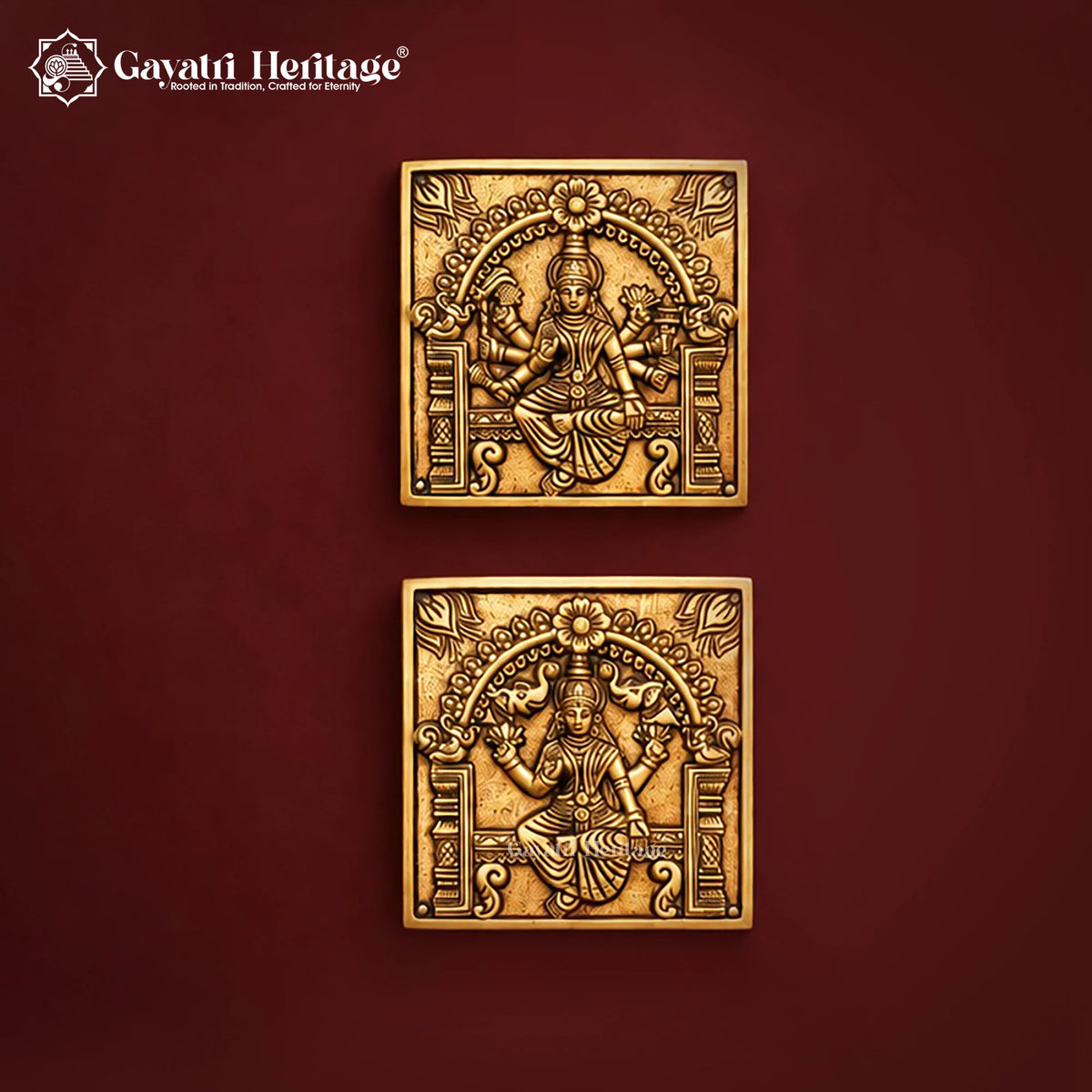 Brass Ashtalakshmi Wall Hanging Set | 9 Piece Lotus Panel | Eight Forms of Goddess Lakshmi Wall Decor
