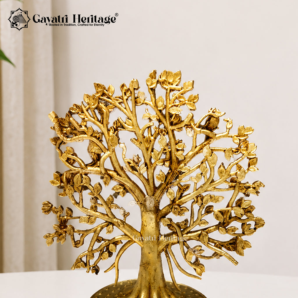 Brass Small Tree Statue | Decorative Metal Tree Figurine | Luxury Home Décor & Tabletop Accent