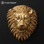 Brass Lion Face Wall Art | Roaring Lion Head Sculpture | Luxury Home Entryway Decor