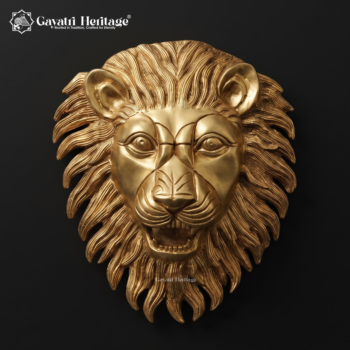 Brass Lion Face Wall Art | Roaring Lion Head Sculpture | Luxury Home Entryway Decor