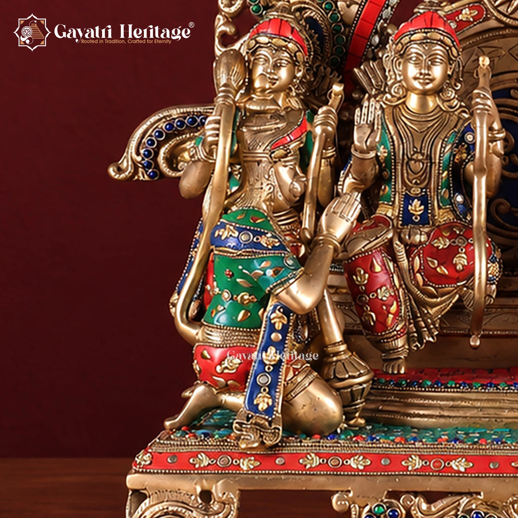 Brass Ram Panchayat Statue with Stone Work | Ram Sita Lakshman Hanuman Idol