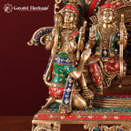 Brass Ram Panchayat Statue with Stone Work | Ram Sita Lakshman Hanuman Idol