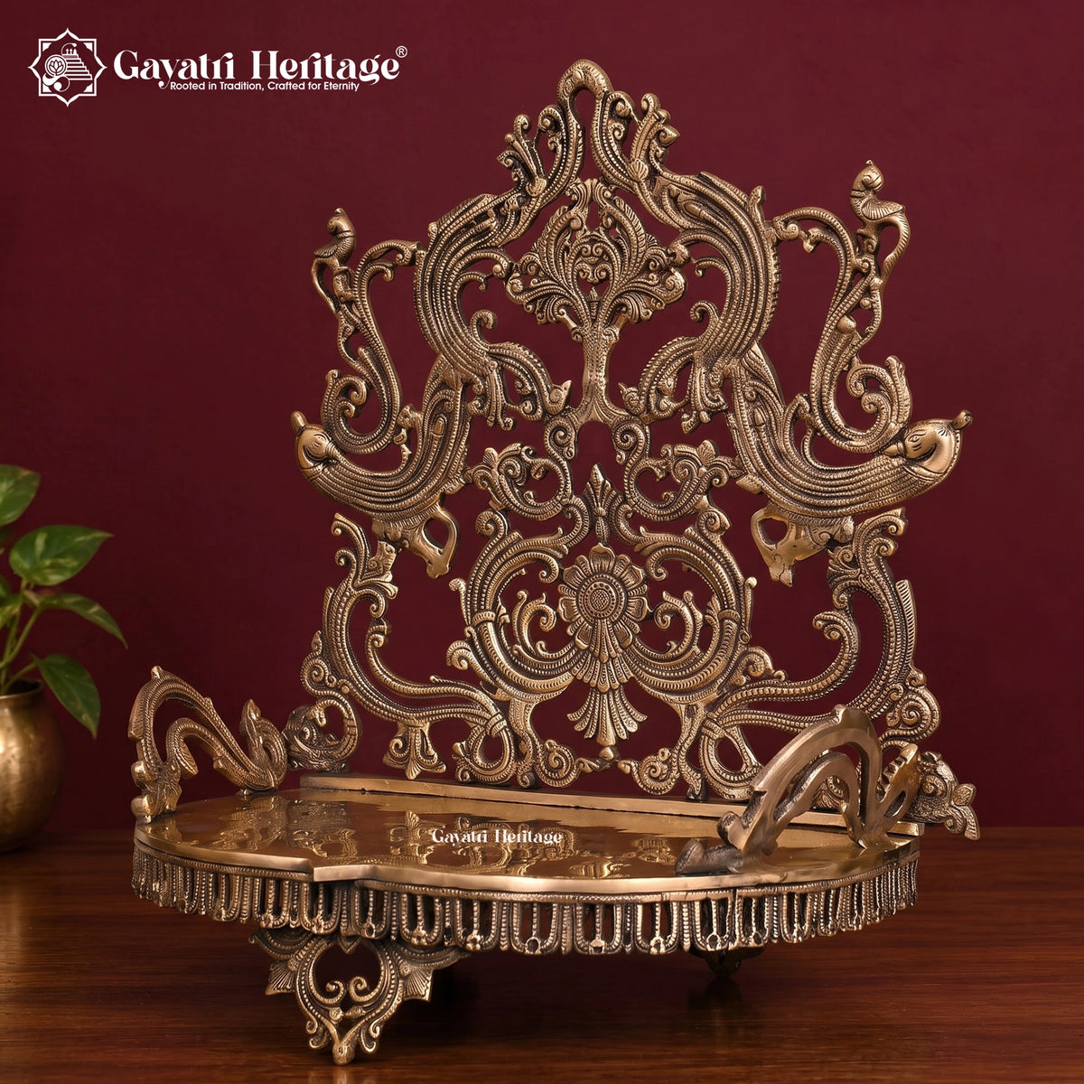 Brass Handcarved Singhasan, Ornate Hindu Deity Throne, Traditional Indian Temple Decor, Brass Idol Seat, Pooja Mandir Accessory