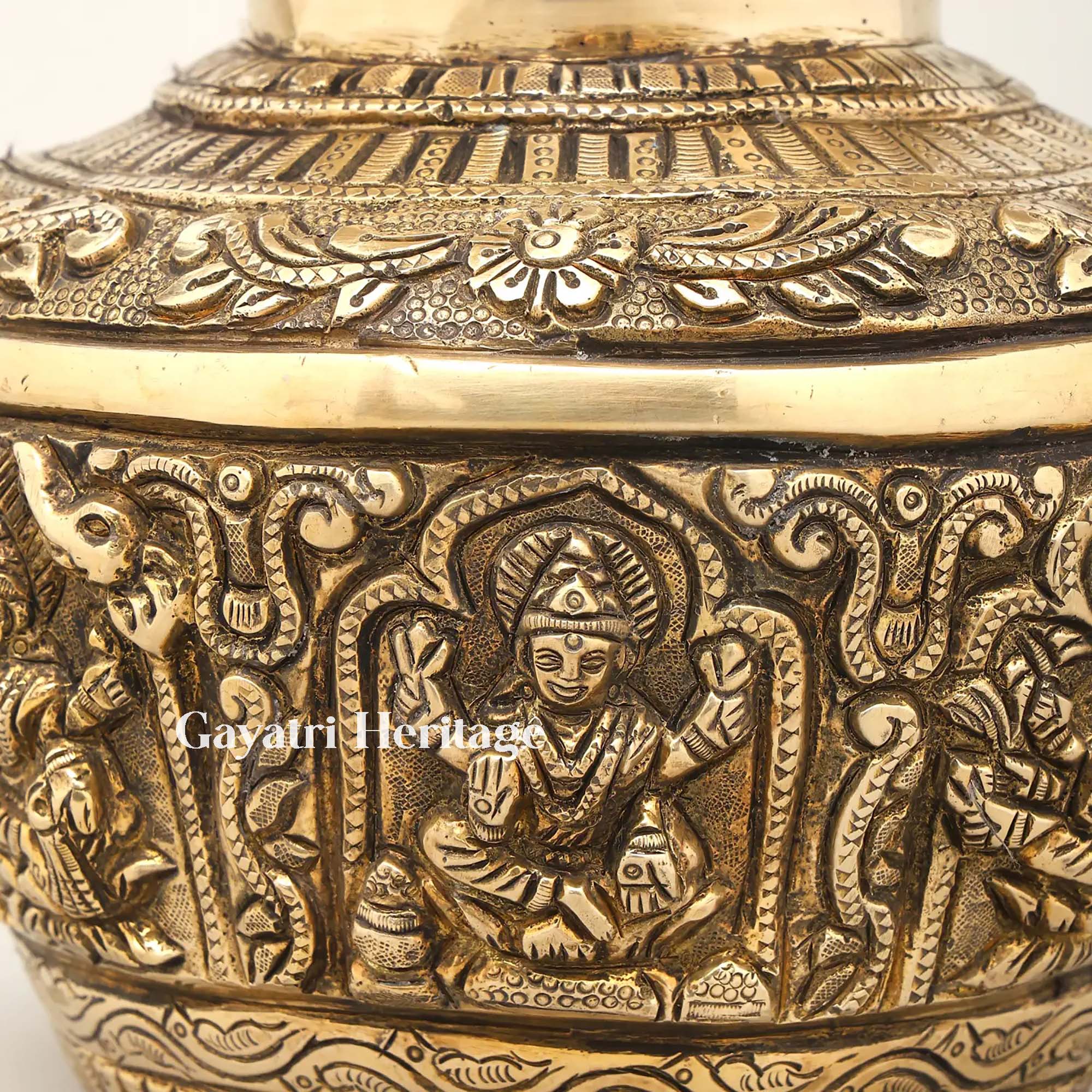 Brass Astalakshmi Kalash – Divine Prosperity Kalasha Decor | Gayatri Heritage