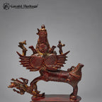 Brass Sarabeswara Swamy Statue | Antique Red Finish | Handcrafted Hindu God Idol