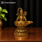 Brass Shiva Lingam Statue with Lord Shiva Idol, 5 inch, handcrafted by Gayatri Heritage