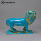 Brass Mahishasura Mardini Statue | Turquoise & Gold Finish Durga Idol – 12 Inch